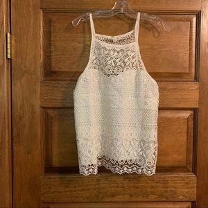 Crocheted White Tank Top with Lining